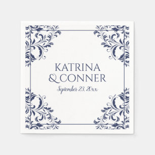 Elegant Wedding Napkins Nadine (Navy Blue) 2