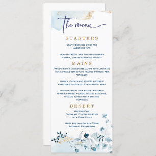 Elegant Wedding Navy Blue and Gold  Menu