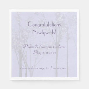 Elegant Wedding Newlyweds Lavender Tree Art Napkin