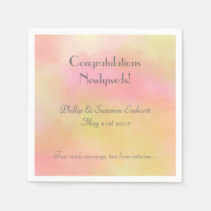 Elegant Wedding Newlyweds Yellow Pink Watercolor Napkin