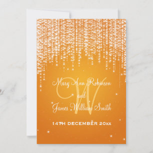Elegant Wedding Night Dazzle Orange Invitation