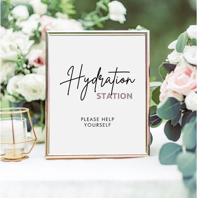 Elegant Wedding Nurse Hydration Station Drink Pedestal Sign (Creator Uploaded)