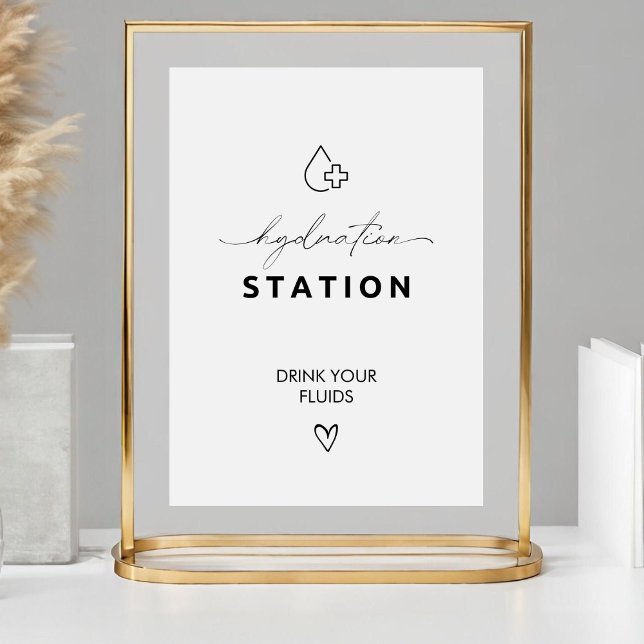 Elegant Wedding Nurse Hydration Station Drink Pedestal Sign (Creator Uploaded)