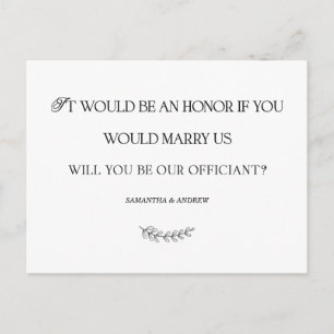 Elegant Wedding Officiant Personalised Card