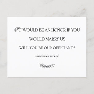 Elegant Wedding Officiant Personalized Card