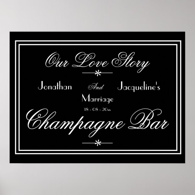 Elegant Wedding Open Bar Champagne Bar Sign (Front)