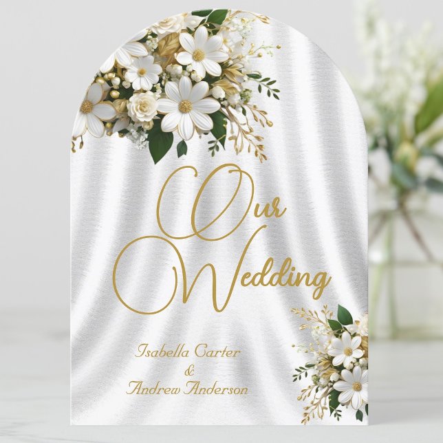 Elegant Wedding Ornate White Gold Flowers Invitation (Creator Uploaded)