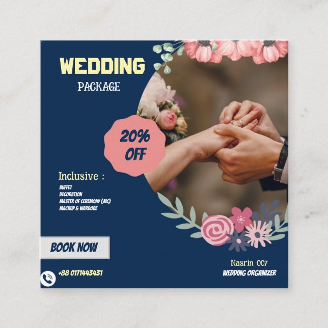 Elegant Wedding Package Promotional Enclosure Card (Front)