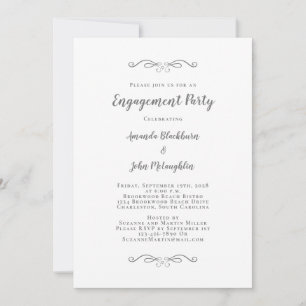 Elegant Wedding Party Engagement Modern Chic Grey Invitation