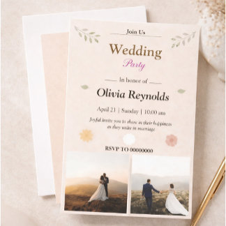 Elegant Wedding Party Invitation with Photo