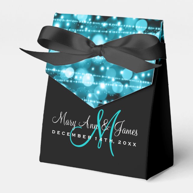 Elegant Wedding Party Sparkles Turquoise Favour Box (Front Side)