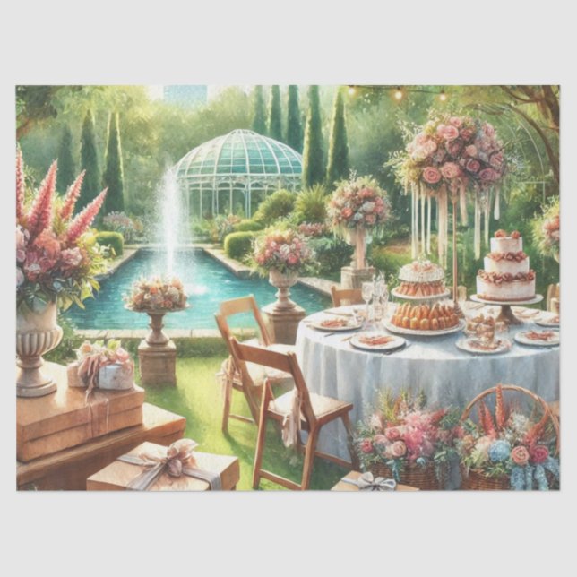 Elegant Wedding Party Table Gifts Flowers  Tissue Paper (Front)