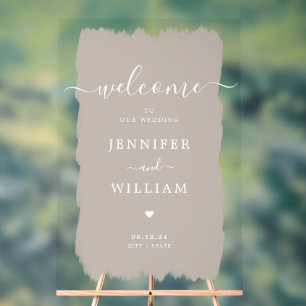 Elegant Wedding Party Welcome Paint Beige Acrylic Sign