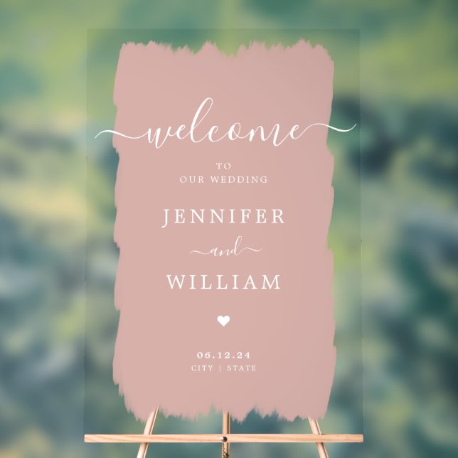 Elegant Wedding Party Welcome Paint Blush  Acrylic Sign (Neutral)