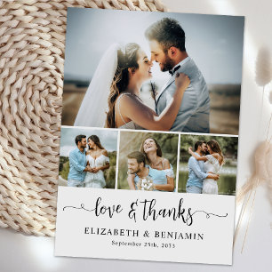 Elegant Wedding Personalised 4 Photo Collage Thank You Card