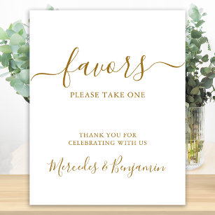 Elegant Wedding Personalised Gold Favours Table Poster