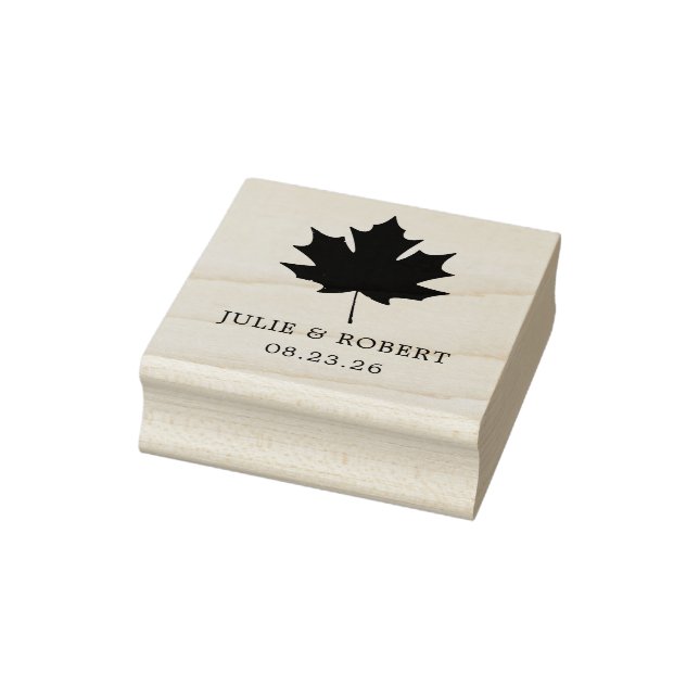 Elegant Wedding Personalised Maple Leaf  Rubber Stamp (Stamp)