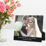 Elegant Wedding Personalised Photo Plaque<br><div class="desc">Wedding keepsake black photo plaque to celebrate your special day featuring your favourite photo. Personalise with your names and wedding date in elegant white typography.</div>