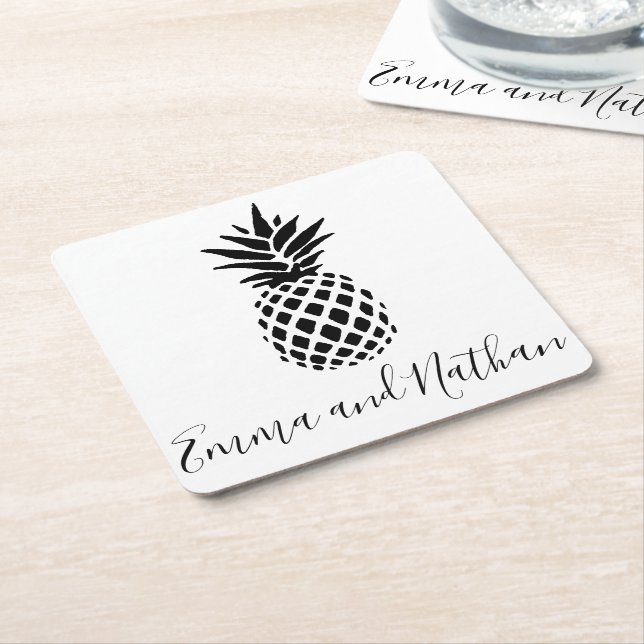 Elegant Wedding Personalised  Square Paper Coaster (Angled)