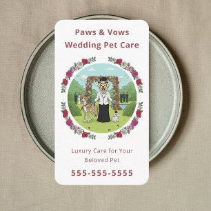 Elegant Wedding Pet Sitter Wedding Pet Attendant Business Card