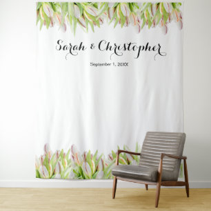 Elegant   Wedding Photo Backdrop   Pink Tulips Tapestry