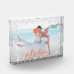 Elegant WEDDING Photo Block<br><div class="desc">This charming photo block features the word ALOHA in a beautiful script of ANY COLOR framed with a white hibiscus border that can be removed. Create for family gifts or for yourself. Change the word ALOHA to anything or remove it.</div>