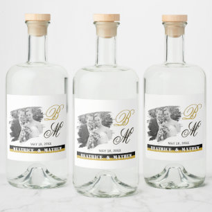 Elegant Wedding Photo Bottle Labels, Anniversary Liquor Bottle Label