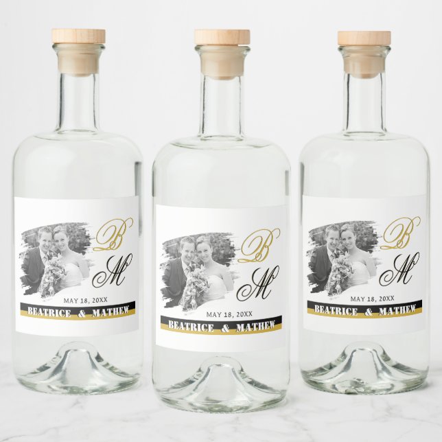 Elegant Wedding Photo Bottle Labels, Anniversary Liquor Bottle Label (Bottles)
