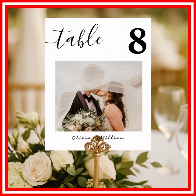 Elegant Wedding PHOTO Calligraphy Table Number  Poster (Creator Uploaded)