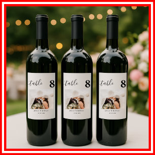 Elegant Wedding PHOTO Calligraphy Table Number Wine Label