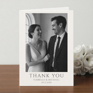 Elegant Wedding Photo Card With Message Thank You