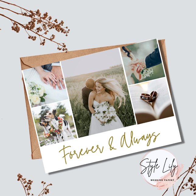 Elegant Wedding Photo Collage Thank You Budget Postcard (Creator Uploaded)