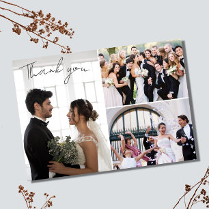 Elegant Wedding Photo Collage Thank You Card