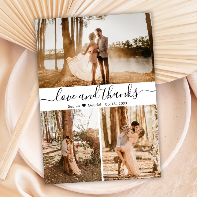 Elegant Wedding Photo Collage Thank You Card (Creator Uploaded)