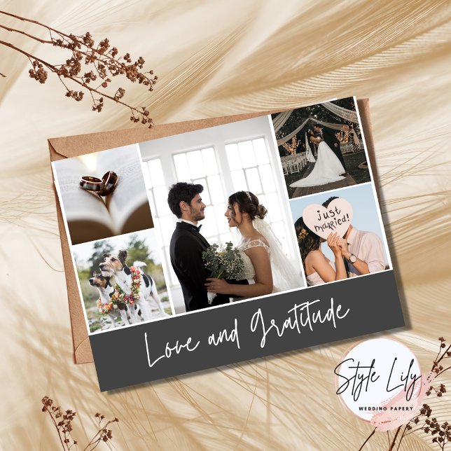 Elegant Wedding Photo Collage Thank You Postcard (Creator Uploaded)
