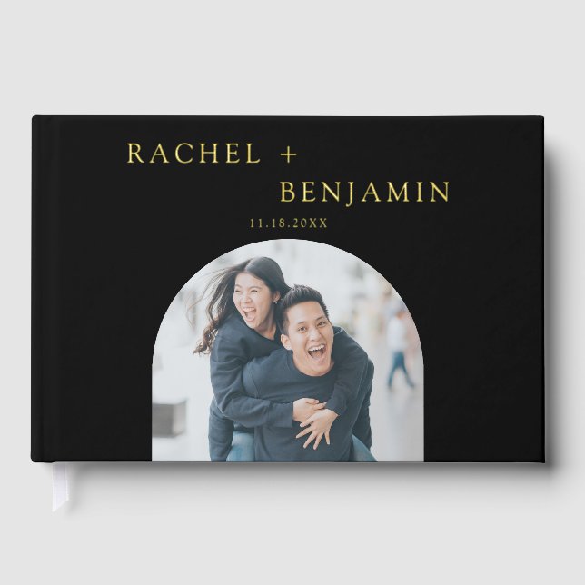 Elegant Wedding Photo Custom Modern Guest Book (Front)