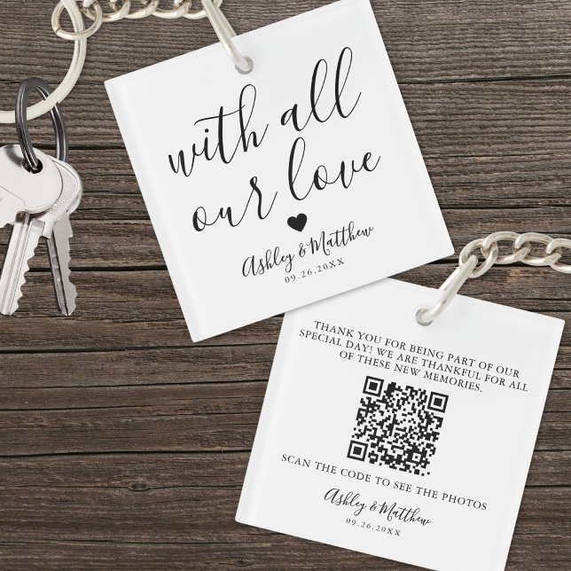 Elegant Wedding Photo Favour Key Ring (Elegant Guest Wedding Favor Keychain)