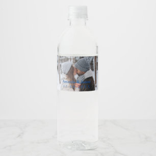Elegant wedding Photo favours rustic Water Bottle Label
