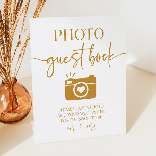 Elegant Wedding Photo Guest Book Table Pedestal Sign