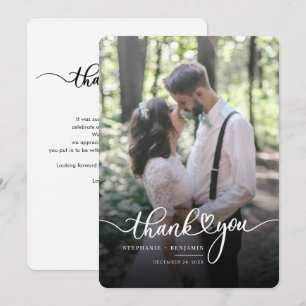 Elegant Wedding Photo Hand-Lettered Thank You Card