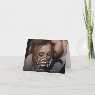 Elegant Wedding Photo Hand-Lettered Thank You Card