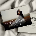 Elegant Wedding Photo Hand-Lettered Thank You Card<br><div class="desc">A great and thoughtful way to thank your friends,  family,  and coworkers who graced you with their presence on your wedding day with this modern minimalist photo thank you cards with script hand lettered "thank you" and a love heart.</div>