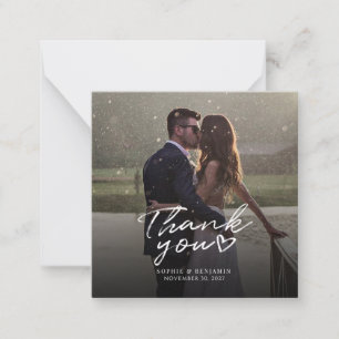 Elegant Wedding Photo Hand-Lettered Thank You Card