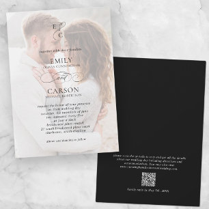 Elegant Wedding Photo Modern Monogram Logo  Invitation