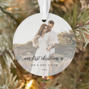 Elegant Wedding Photo Newlyweds Ornament
