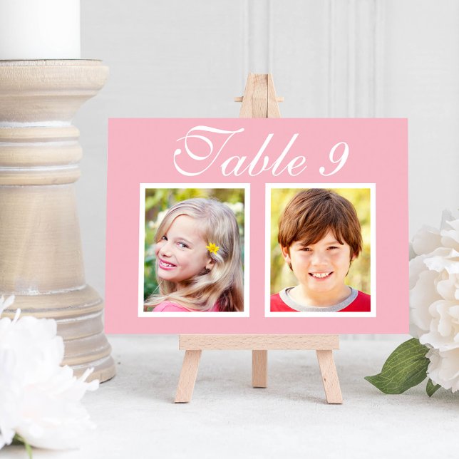 Elegant Wedding Photo Pink Table Number (Creator Uploaded)