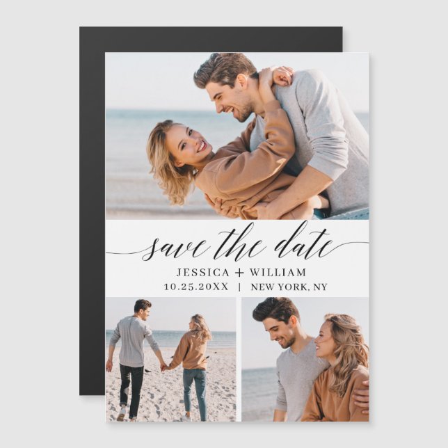 Elegant Wedding PHOTO Save the Date Magnetic Card (Front/Back)