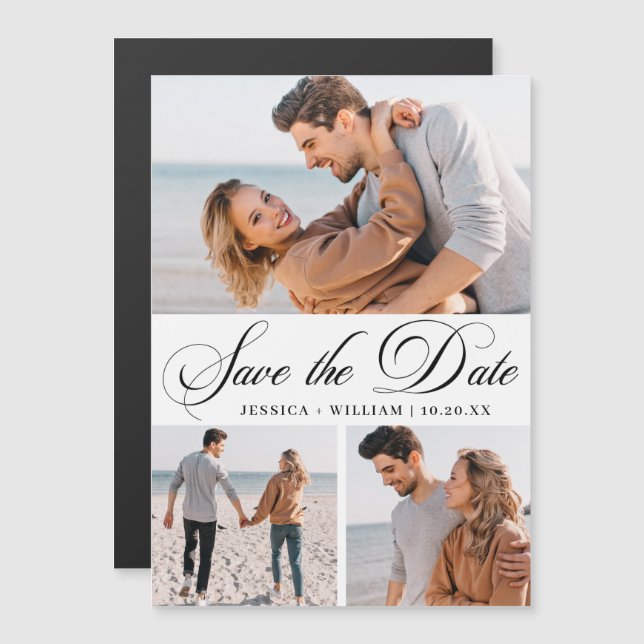 Elegant Wedding PHOTO Save the Date Magnetic Card (Front/Back)