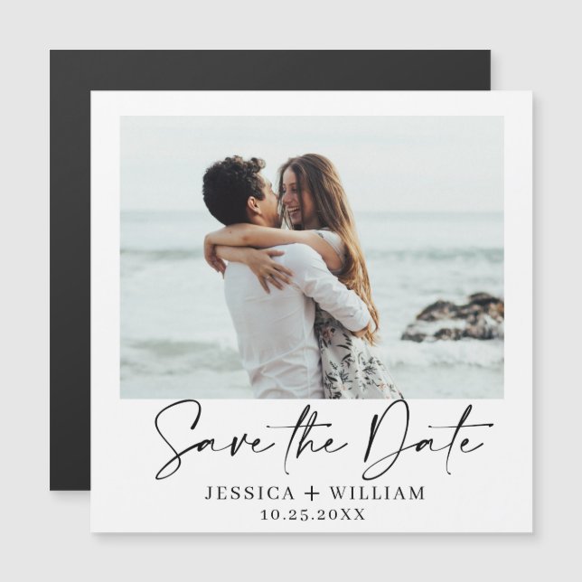 Elegant Wedding PHOTO Save the Date Magnetic Card (Front/Back)