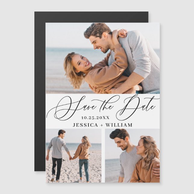 Elegant Wedding PHOTO Save the Date Magnetic Card (Front/Back)